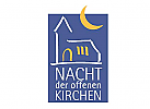 Stilisierte Kirche in der Nacht fr die "Nacht der offenen Kirchen", konfessionslos, als Treffpunkt fr Menschen