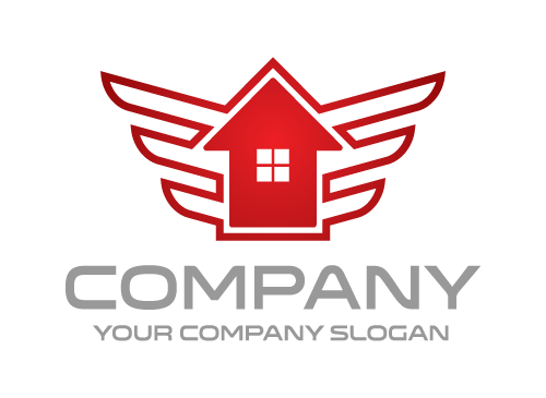 Haus logo, Immobilien logo, rot logo, Flgel logo, Makler logo, Eigentum logo