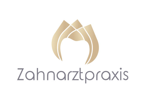 Zeichen, zweifarbig, Zeichnung, Zahn, Blume, Gold, Krone, Zahnarztpraxis, Logo