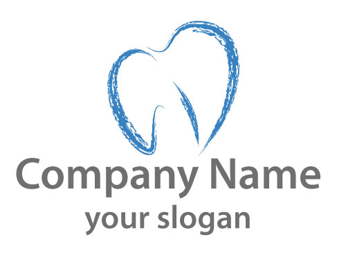 ko-Zahn, Zahn in blau gezeichnet, Zahnarzt und Zahnmedizin Logo