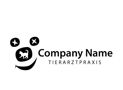 Logo Tierarzt, Katze, lachender Mund, Tiergesicht