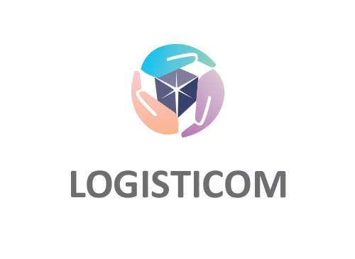 Zeichen, Signet, Logo, Hand, Box, Transport, Logistik, Hnde