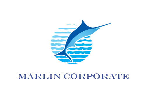 , Signet, Logo, Marlin, Fisch Wasser / Wellen