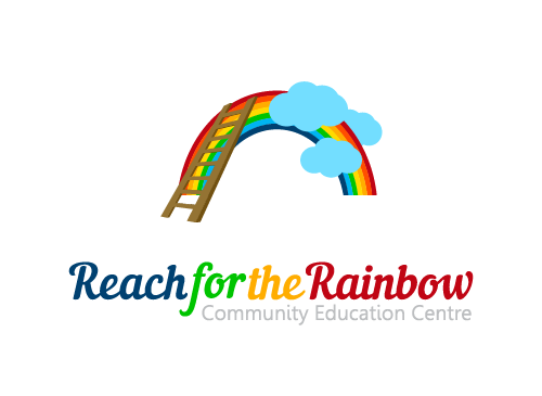 Logo, Regenbogen, Wolken, Leitern, bildung, kinder, schule, lernen, animation, cartoon, bunt