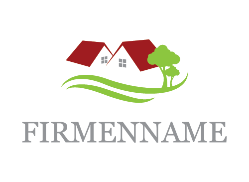 Logo, Immobilien, Wohnungen, Bumen, Pinien, Dach, Kabine, Htte