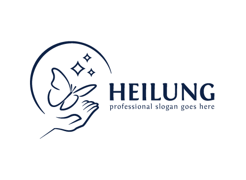 , Zeichen, Arzt, Wellness, Heilung, Therapie, Hand, Schmetterling, Spa, Erholungszentrum Logo