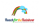 Logo, Regenbogen, Wolken, Leitern, bildung, kinder, schule, lernen, animation, cartoon, bunt