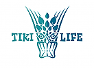 , zweifarbig, Zeichnung, Maske, Tiki, Logo