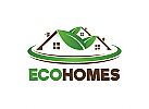 ko-Haus, Zuhause, Blatt, Grn, Natur, Heim, Home, House, Eco, Dorf, Bergtourismus Logo