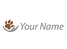 , Zweifarbig, Hundepfote und Hand, Pfote, Logo