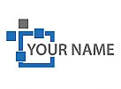 Viele Rechtecke in grau und blau, Ingenieurbro Logo
